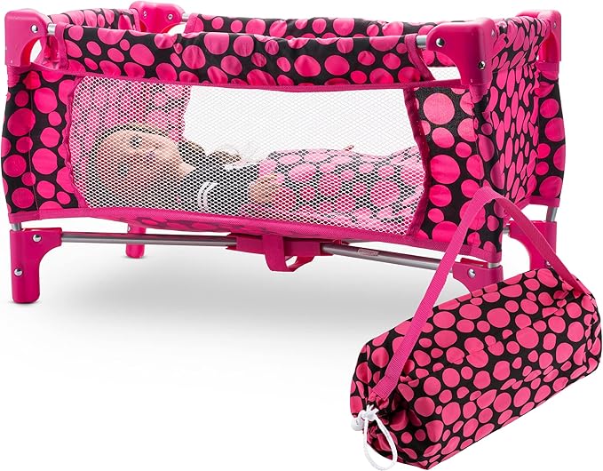 Baby Doll Crib Set for Toddlers 3 Years and up, Pack n Play Doll Bed Toy Crib for Baby Dolls with Free Carry Along Bag