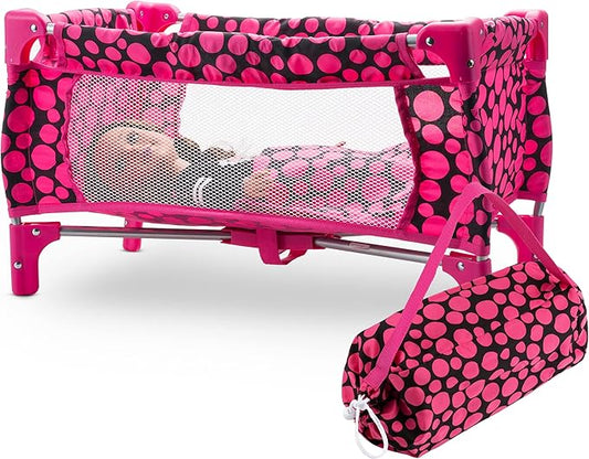 Baby Doll Crib Set for Toddlers 3 Years and up, Pack n Play Doll Bed Toy Crib for Baby Dolls with Free Carry Along Bag