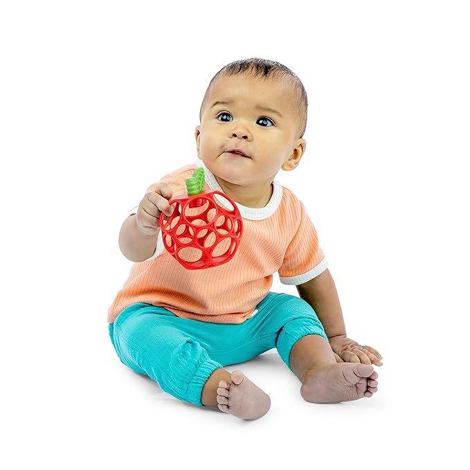 Bright Starts Oball Easy Grasp Red Apple Teether Toy, Hold My Own Collection