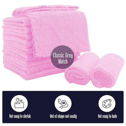 16 Pack Baby Washcloths - Luxury Coral Fleece Berry,10x10 Inch