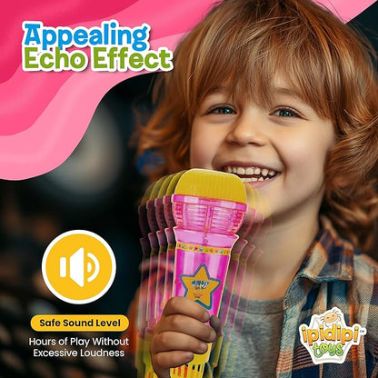 IPIDIPI TOYS Echo Mic for Kids and Toddlers - Magic Microphone with Multicolored Flashing Light and Fun Rattle