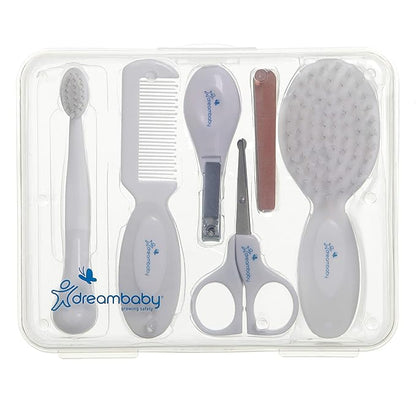 Dreambaby Essential 10pc Baby Grooming Kit, Newborn Safety Care Set with Brush, Comb, Toothbrush, Nail Clippers, Nail Scissors, Emory Boards and Storage Case