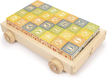 Uncle Goose Classic ABC Blocks with Wagon - Made in