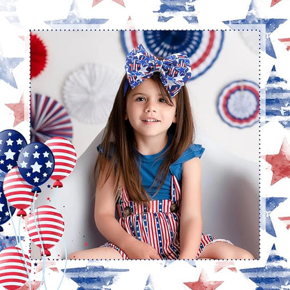 YanJie Baby Patriotic Handmade Stretchy Headbands - 4th of July Stars for Girls, Infants
