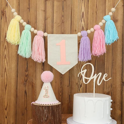 Handmade Boho 1st Birthday Macaron High Chair Banner Boho 1st 1st Birthday