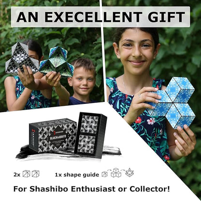SHASHIBO Shape Shifting Box - Award-Winning, Patented Fidget Cube w/ 36 Rare Earth Magnets 70 Shapes, 2 pack)