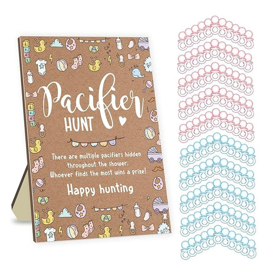 Baby Pacifier Hunt Game, Baby Shower Games Set 50 Mini 50 Blue