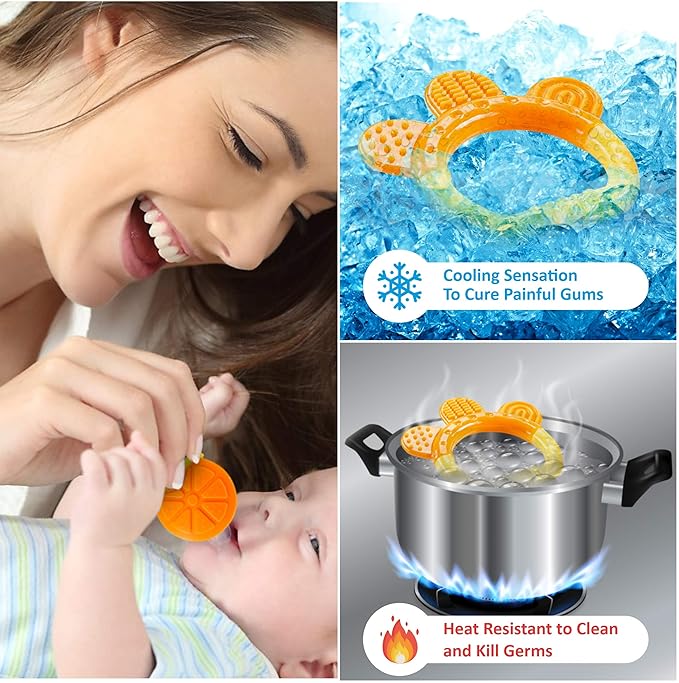 Baby Teether Toys for Babies 0-6 Months, Newborn Infant Baby Teethers Freezer Safe Silicone Baby Teether Toys 0-6 Months, 6 Pack