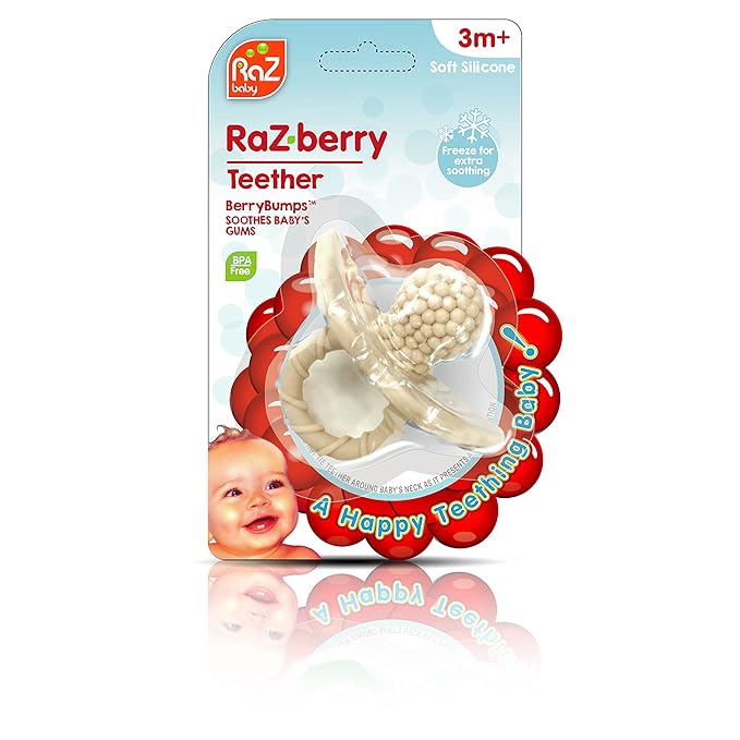 RAZBABY RaZbaby RaZberry Silicone Baby Teether Toy - Berrybumps Soothe Babies Sore Gums