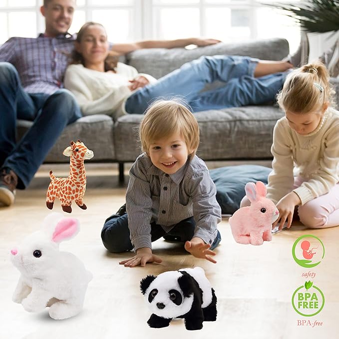 Hopearl Walking Giraffe Interactive Electronic Pet Plush Jirafa Toy with Sounds and Movements Animated Shaking Tail Gifts for Toddlers Birthday, Brown 9''