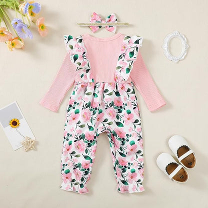 Newborn Baby Girls One Piece Romper Jumpsuit Cute Floral Print