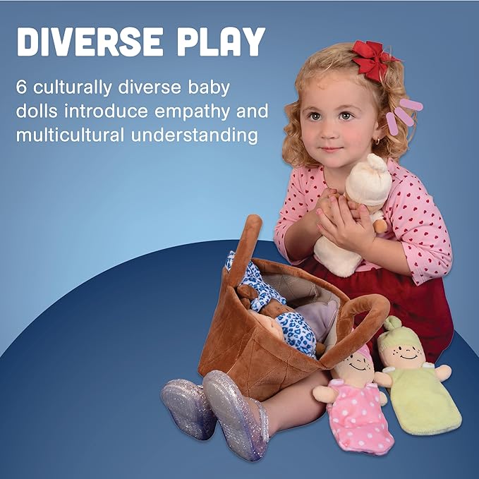 Creative Minds Basket of Babies Soft Baby Dolls, Sensory Toys 6 Plush