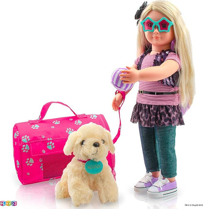 Play22 Plush Puppy Doll Set for Kids 9 PCS - Baby Doll Accessories 4 Year 18" Dolls,