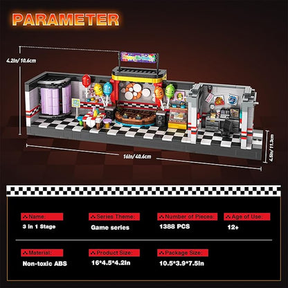 Five Nights Security Room Building Block Toy for Boys Age 8-12, Security Room Fredy Building Set Five Nights Game Toys Merch Suitable for Halloween Birthday Gift, 1388Pcs