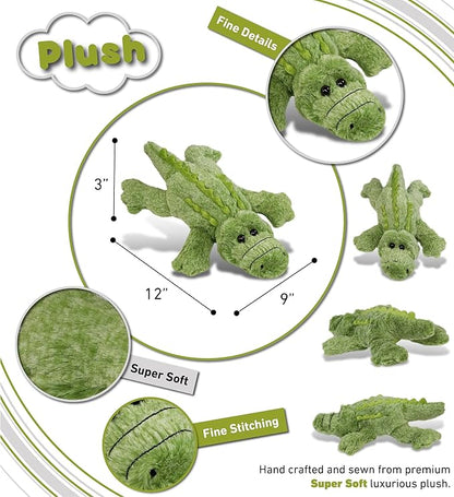 DolliBu Alligator Plush - Super Soft Stuffed Animal Alligator Toy, Cute Wild Life Green Plush Alligator 11.5 Inches