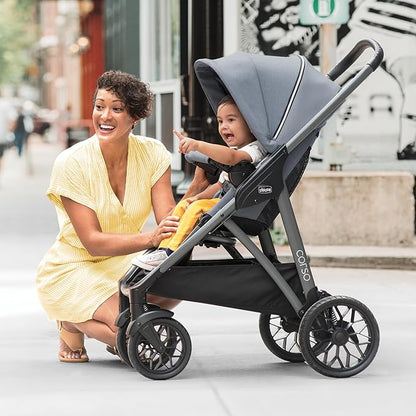 Chicco Corso Modular Travel System, Corso Stroller with KeyFit 30 Zip Infant Car Seat and Base, Stroller and Car Seat Combo, Infant Travel System | Silverspring/Grey