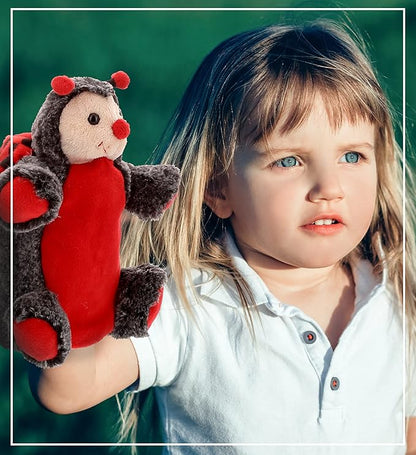 DolliBu Ladybug Plush Hand Puppet for Kids - Soft Plush