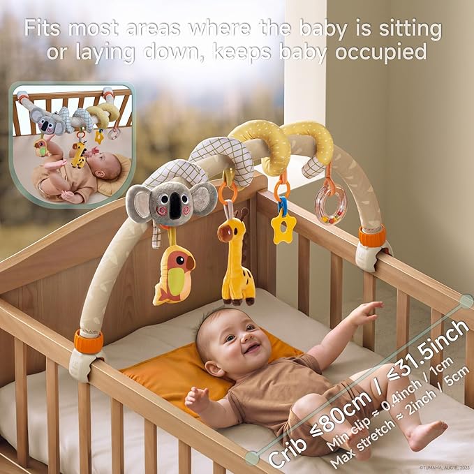 TUMAMA 2 in 1 Spiral Car Seat Toys Arch Stroller Toy Baby Hanging Toys with Clip Adjustable Detachable Sensory Travel Crib Bouncer Bassinet Activity Toys for Babies 0 3 6 9 12 24 Months