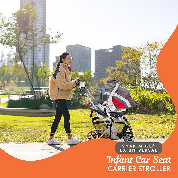 Baby Trend Snap N Go EX Polyester Lightweight Foldable Universal Single Infant Car Seat Carrier with 2 Cup Holder and Covered Compartment, Black