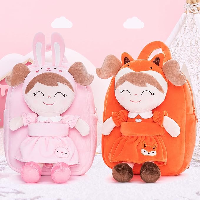Gloveleya Kids Backpack Toddler Backpack Soft Plush Fox Girl Doll 9"…