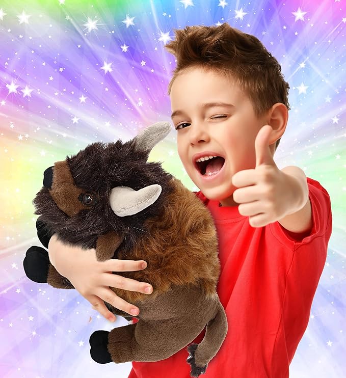 DolliBu Buffalo Super Soft Stuffed Animal, Cute Realistic Stuffed Animals for Girls 13 Inches