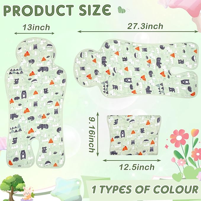 Pinkunn Gel Car Seat Baby Cooling Pad for Summer Breathable Stroller Cooler Pad Multifunctional Carseat Cooling Mat for Baby Child Dining Chair Safety Seat Stroller(Green,Forest)