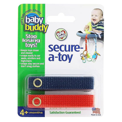 Baby Buddy Secure-a-Toy, Adjustable Pacifier and Teether Strap for Stroller 2 pack