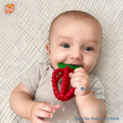 RaZbaby Silicone Infant & Baby Teething Toy, Textured BerryBumps Soothe Babies??Sore Gums 3M+ -