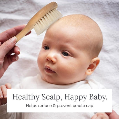 Natemia Wooden Baby Hair Brush | Natural Soft Bristles for Newborns & Toddlers | Gentle Cradle Cap Care | Ideal Baby Registry Gift