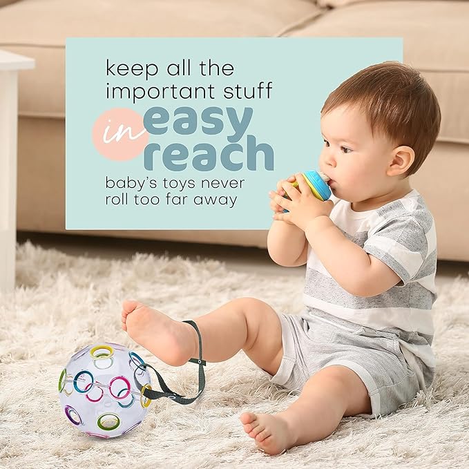 Baby Buddy Secure-a-Toy, Adjustable Pacifier and Teether Strap for Stroller 2 Pack