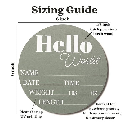 Hickory Hollow Designs - Baby Announcement Sign for Newborn Boys and Girls (Color Bases) 6" Circle