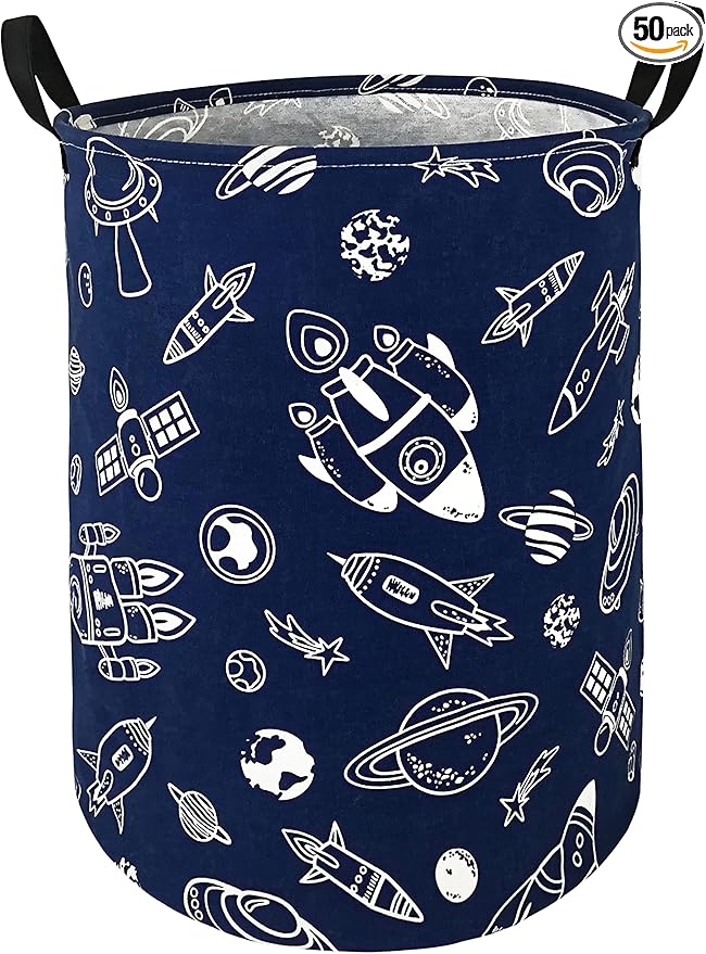 Round Spacecraft Pattern Laundry Hamper Storage Basket Organizer Hamper Storage