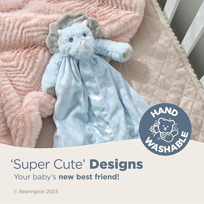 Bearington Baby Lil’ Tracer Snuggler, 15 Inch Light Blue Dinosaur