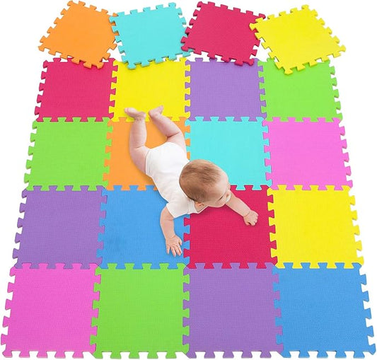 Meiqicool EVA Foam Puzzle Play Mat for Baby - Non Toxic Interlocking Soft Floor Tiles Color，20pcs