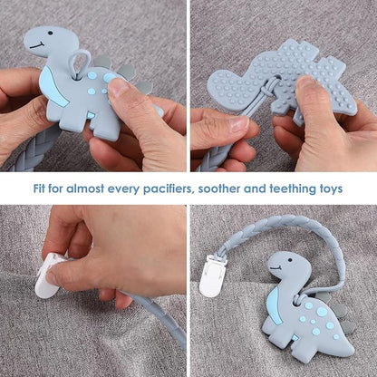 Stylish Silicone Pacifier Clips 4-Pack for Baby Boys and Girls, Woven Rope Flexible Design