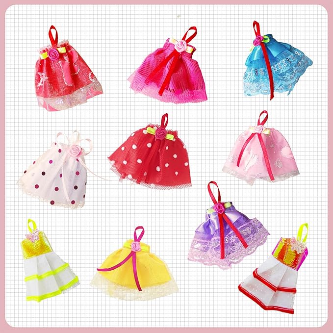 10 Sets of 4-Inch Mini Girl Dolls with Handmade Clothes