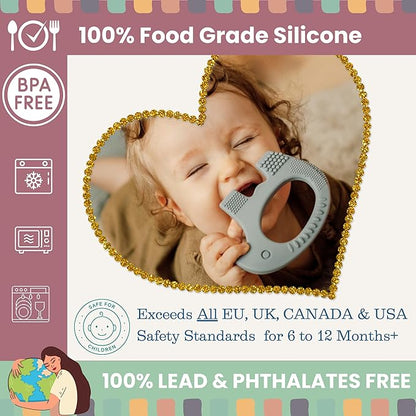 Teethers for Babies 6-12 Months - Baby Elefun 5x Pain Relief Toddler Teether. No More Ouch for Mom Anti Bite Trainer. Nurtures Grasping, Passing