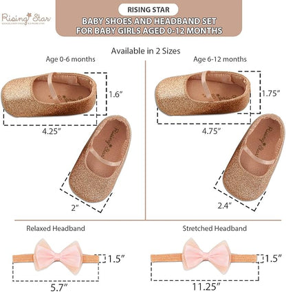 Rising Star Baby Girls' Shoes and Headband Gift Box Set