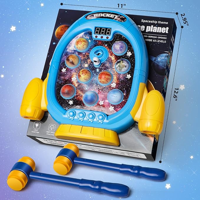 HopeRock Toys for 3 Year Old Boys,Game for Toddlers Light-up,2 Hammer,6 Mode,9 Music,45 3,4+Year Old