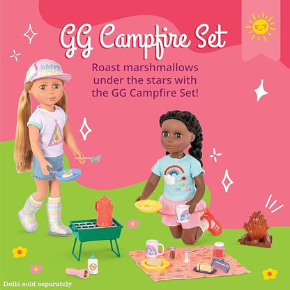Glitter Girls– Campfire & Portable BBQ Grill Set – Marshmallows, Toasting Sticks 14-inch Doll 3 and