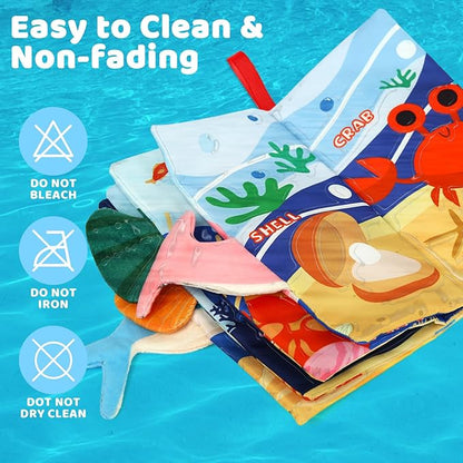 2PCS Baby Books - Montessori Toys Cute Animal Theme Baby Cloth Books 6 to 12 Months, Soft Stuffed High Contrast Crinkle Infant Sensory Toys
