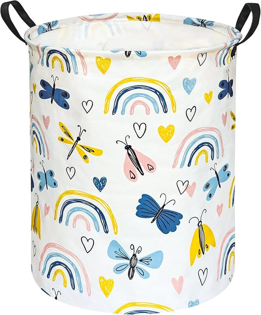 Round Rainbow Pattern Laundry Hamper Storage Basket Organizer Hamper Storage
