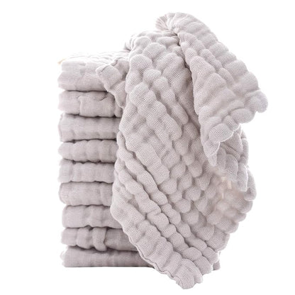 MUKIN Baby Washcloths - Natural Cotton Baby Wipes 10 Pack 12x12 inches