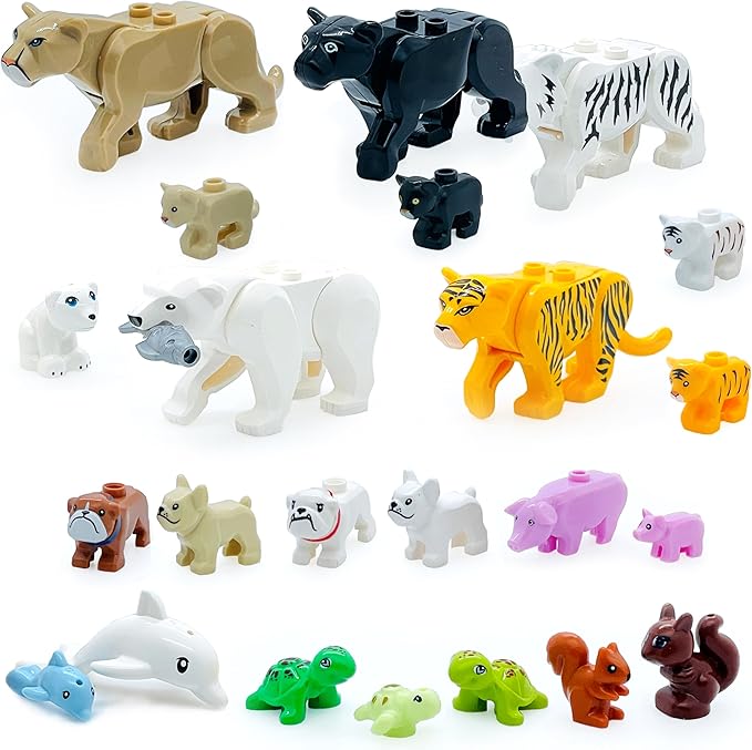 23pcs Animals Mini Figures Friends Sets with Baby Building Block 6-7-8-9-10-11-12 Kits