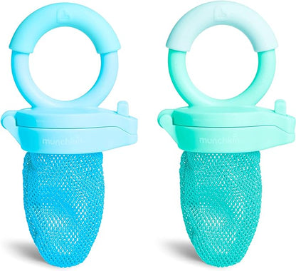 Munchkin® Soft Tip™ Infant Spoons, 12 Count (Pack of 1) & Fresh Food Feeder, 2 Count (Pack of 1), Blue/Mint