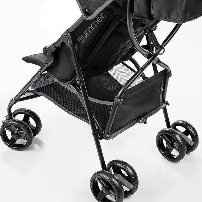 Summer by Ingenuity 3D Mini Convenience Stroller – Lightweight Stroller with Compact Fold, Multi-Position Recline, Canopy with Pop Out Sun Visor and More – Umbrella Stroller for Travel and More, Gray