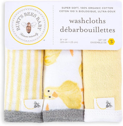 Burt's Bees Baby Infant Washcloths, 100% Organic Cotton 3 Pack