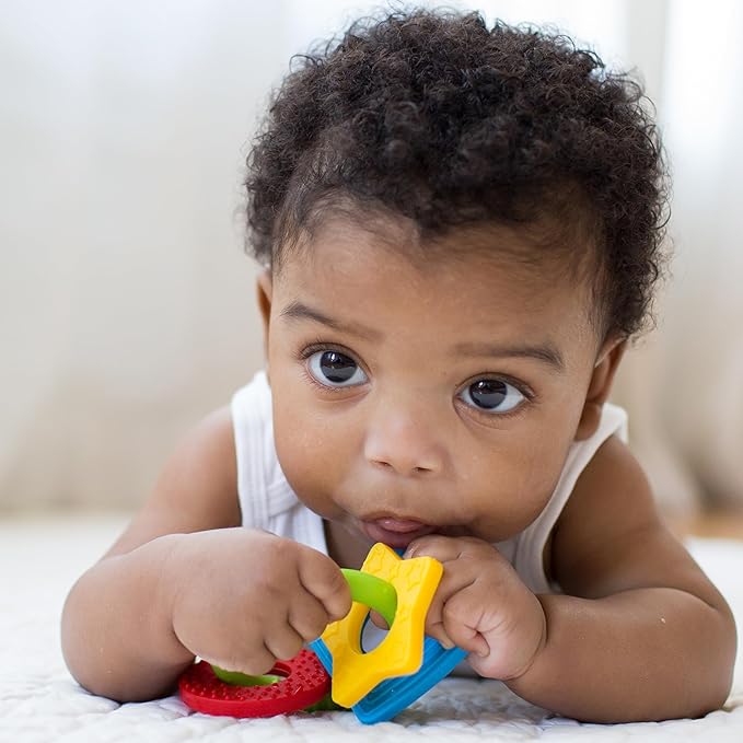 Dr. Brown's Learning Loop, Baby Teether Ring with Multiple Shapes & Textures 100% Silicone, 3m+ (Pack 2)
