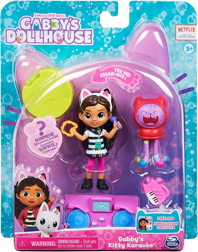 Gabby's Dollhouse, Kitty Karaoke Set with 2 Toy Figures 2 Accessories, 3 and