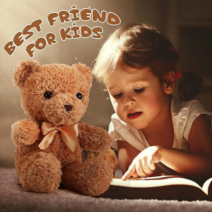 HyDren 12 Pcs Bear Stuffed Animal 12 Inch Bulk Soft Plush Bear Toys with Ribbon Bow Ties Fluffy Bears for Birthday Gift Baby Shower Graduation Wedding Party Favors(Light Brown, Dark Brown